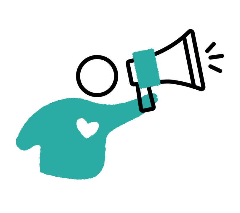 Icon of green carer talking into a megaphone