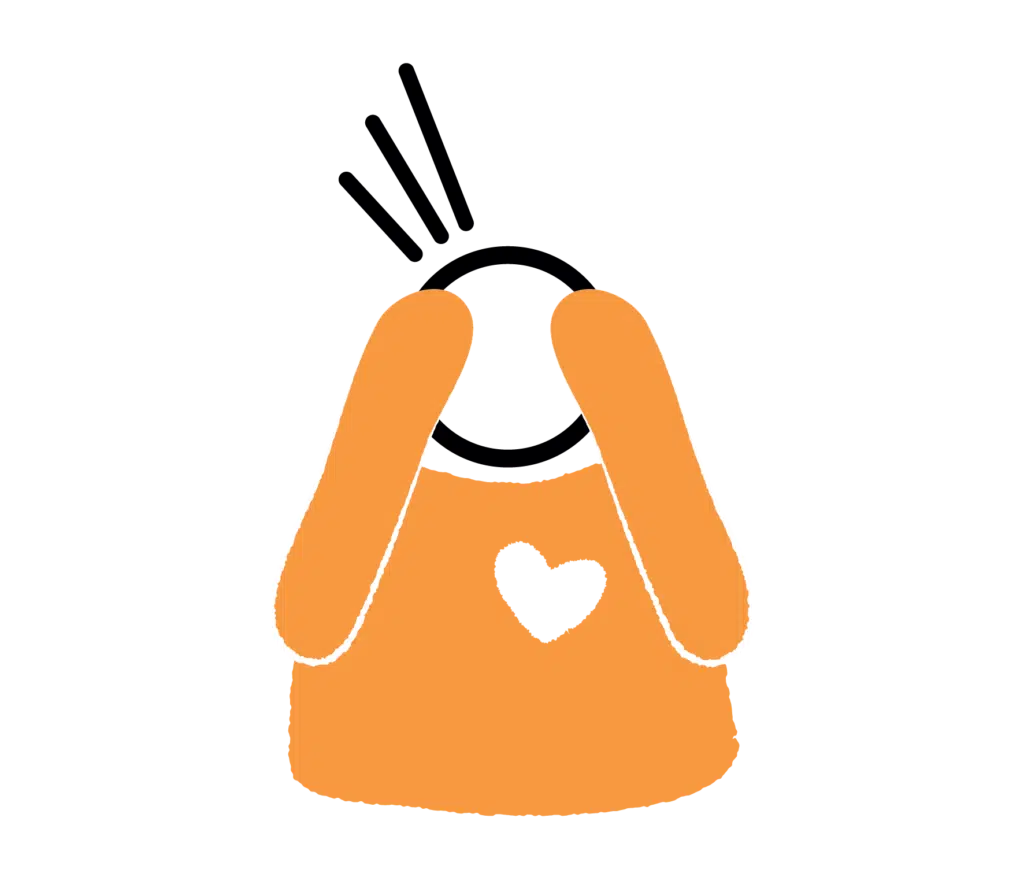 Icon of orange carer with head in hands looking stressed because there is no contingency care plan