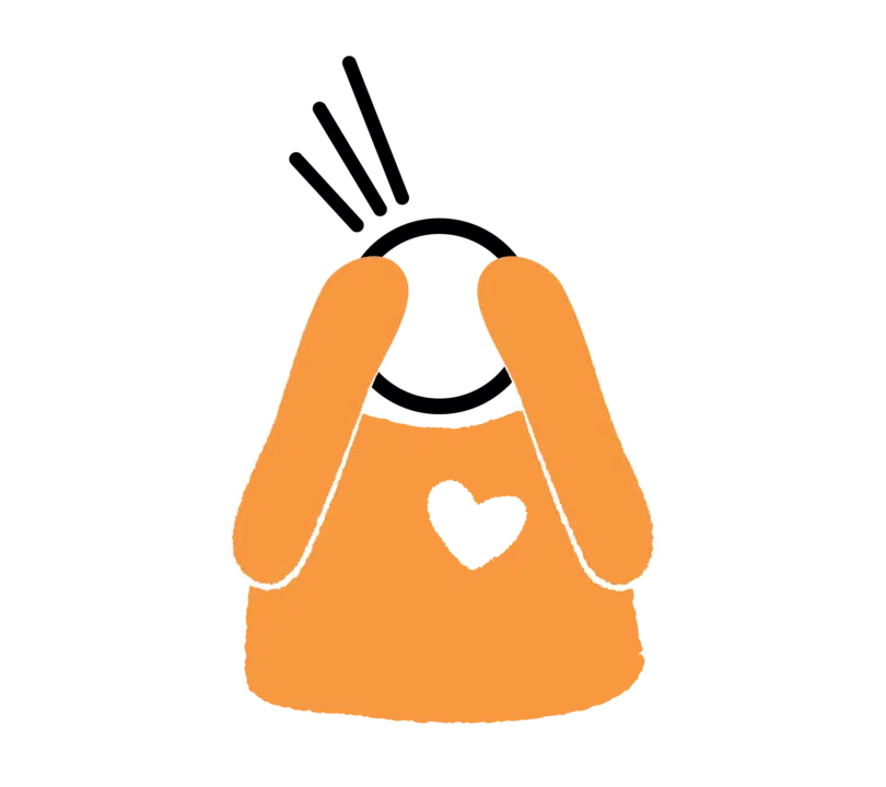 Icon of orange carer with head in hands looking stressed because there is no contingency care plan