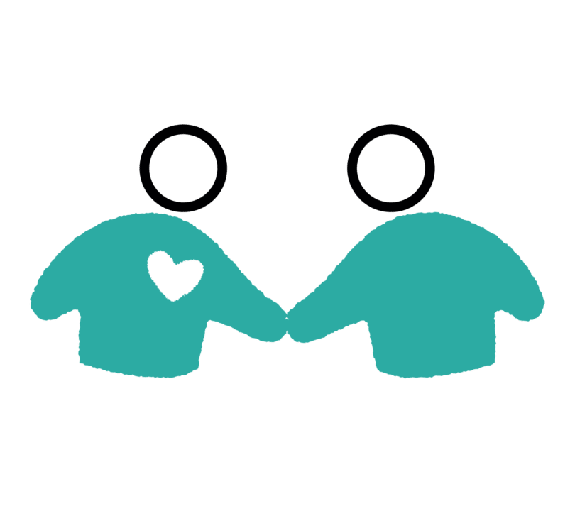 Icon of two carers shaking hands and leaning towards eachother
