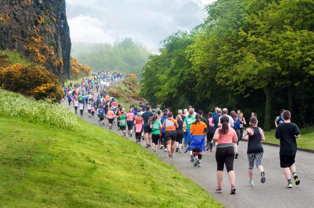 People running through Edinburgh