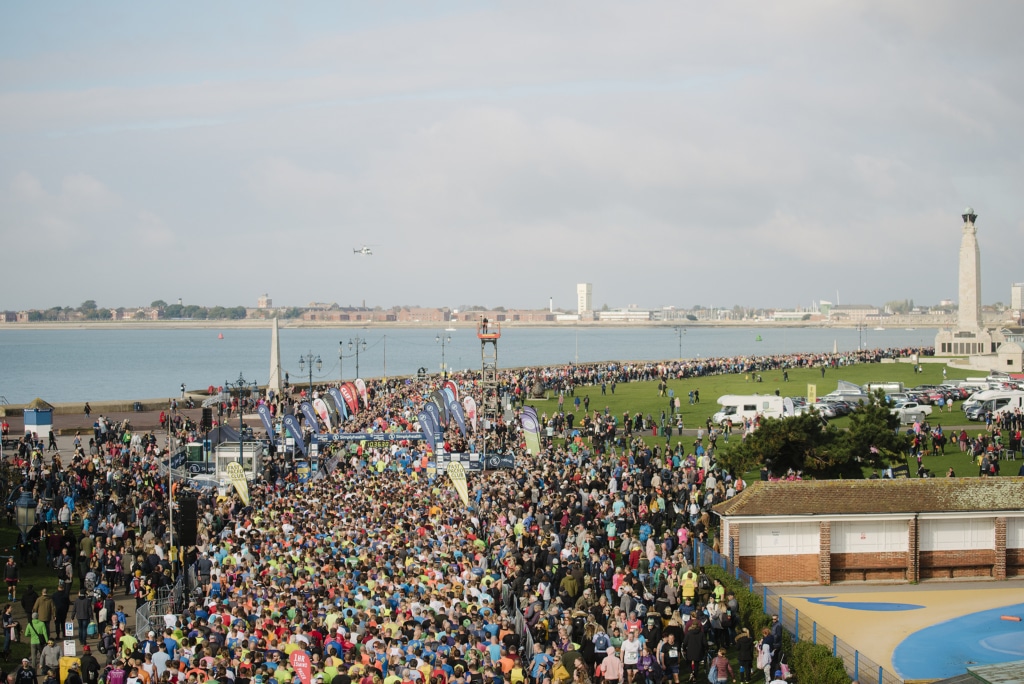 View looking over Portsmouth and showing the Great South Run