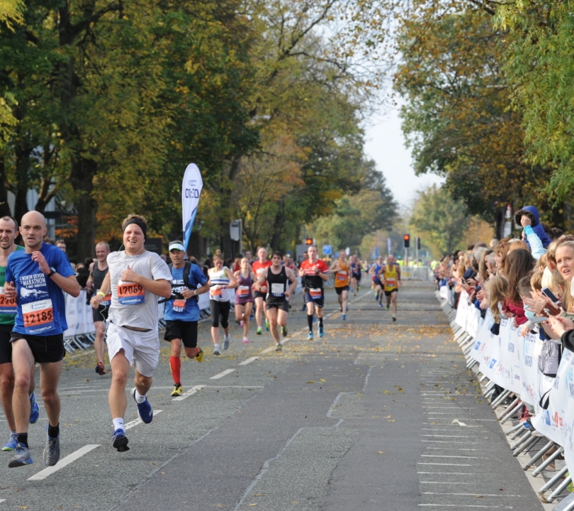 People running in Manchester as part of the Great Manchester Run