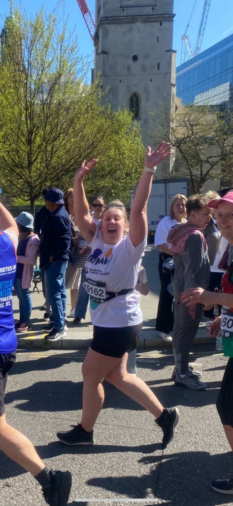 Happy runner across London